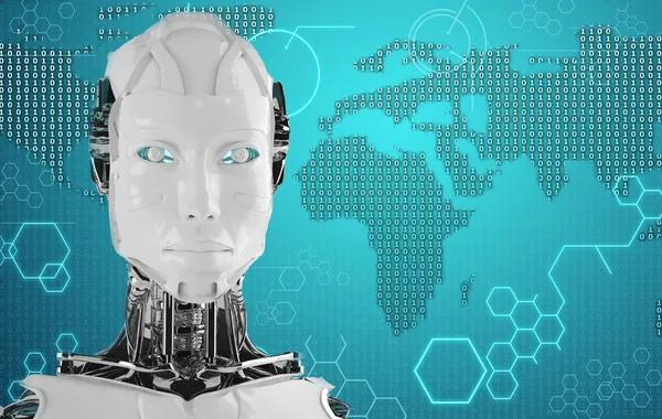 Binärer Hintergrund mit Android-Roboterinnen — kostenloses Stockfoto