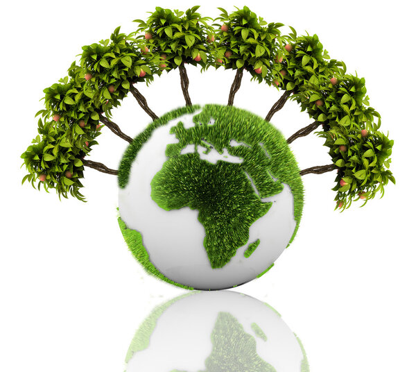 Green Earth Globe with grass