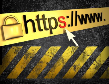 HTTPS web sayfası grunge arka plan ile korunan