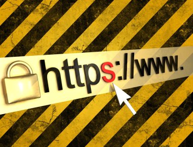HTTPS web sayfası grunge arka plan ile korunan