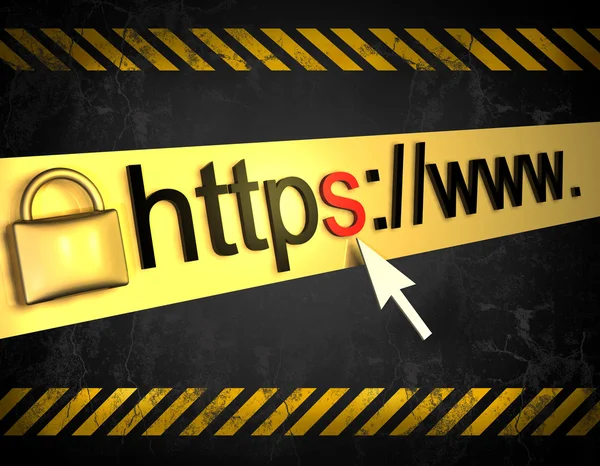 Https 保護グランジ背景を持つ web ページ — ストック写真