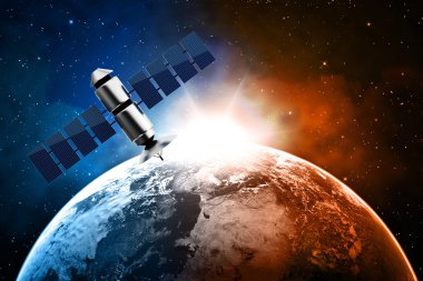 aarde en satelliet in de ruimte