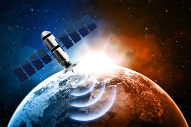 aarde en satelliet in de ruimte