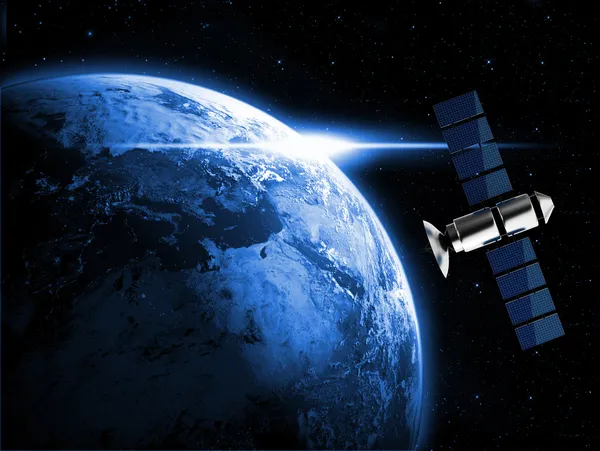 Terra e satellite nello spazio — Foto Stock
