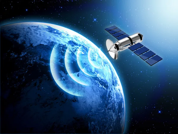 Earth and satellite in space — Stock Photo, Image