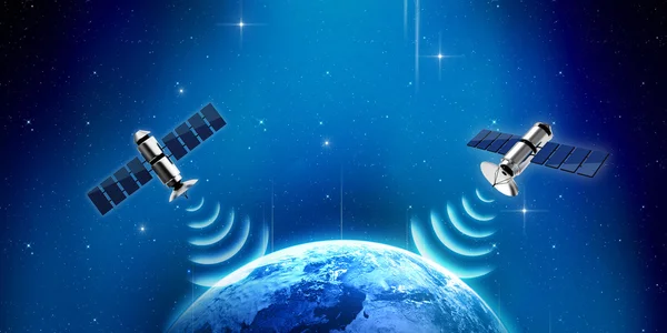 Satellite transmission data in space — Stock Photo, Image