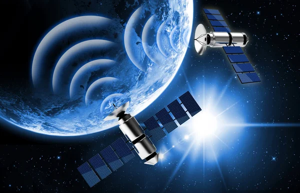 Satelitarnej transmisji danych w przestrzeni — Zdjęcie stockowe