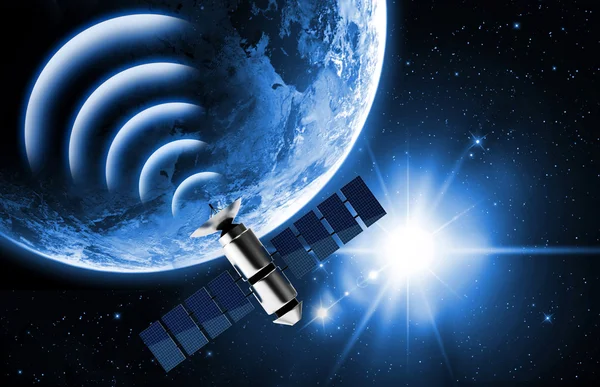 Satelitarnej transmisji danych w przestrzeni — Zdjęcie stockowe