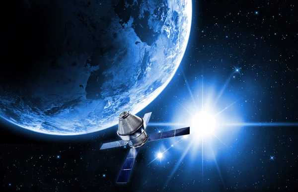 Satellite transmission data in space — Stock Photo, Image