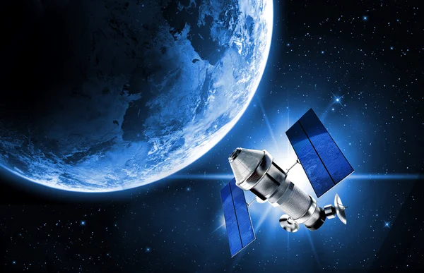 Satellite transmission data in space — Stock Photo, Image