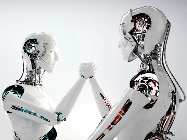 Роботы-андроиды участвуют в соревнованиях — стоковое фото