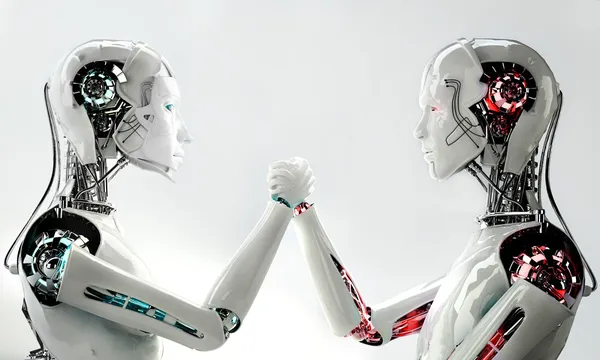 男子机器人 vs 妇女机器人 — 图库照片