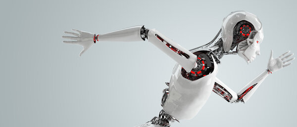 Робот-андроид работает на скорости
