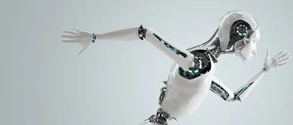 Ρομπότ android γυναίκα που τρέχει ταχύτητα έννοια — Φωτογραφία Αρχείου