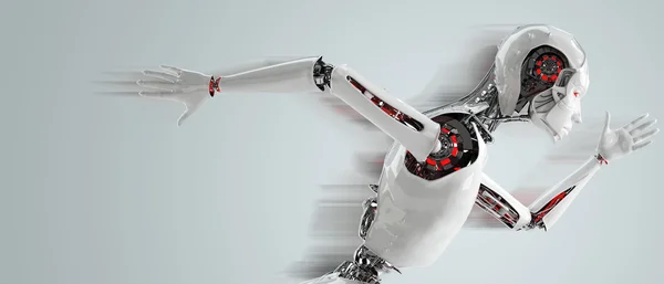 Robot android mulher executando conceito de velocidade — Fotografia de Stock
