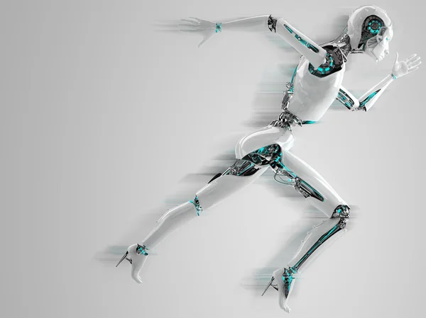 Robot android woman running speed concept — Stock Photo, Image