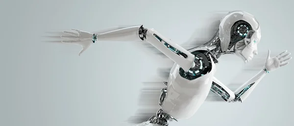 Robot android kvinna kör hastighet koncept — Stockfoto
