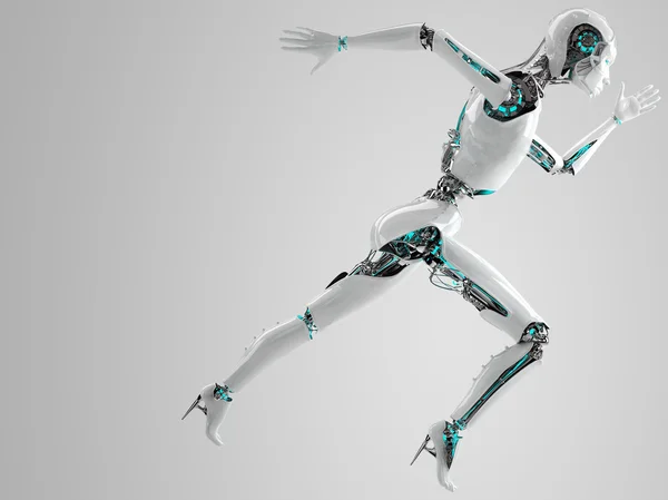 Robot android woman running speed concept — Stock Photo, Image