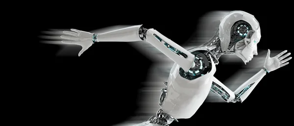 Robot android donna correre concetto di velocità — Foto Stock