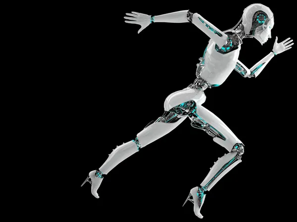 Robot android kadın çalışan hız kavramı — Stok fotoğraf