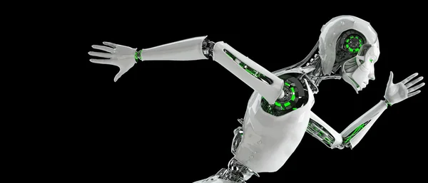 Robot android nő fut a sebesség fogalmát — Stock Fotó