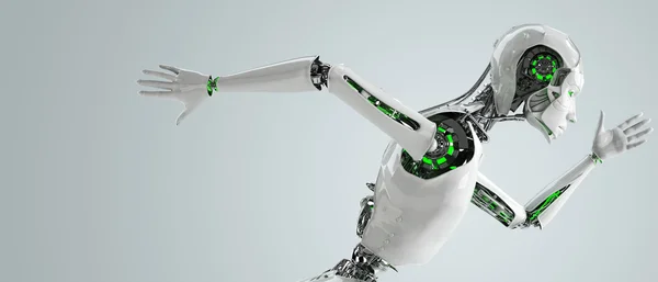 Robot android žena běží rychlostí koncept — Stock fotografie