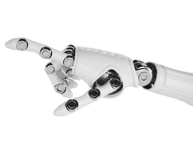 izole robot işaret eden kol arka plan üzerinde