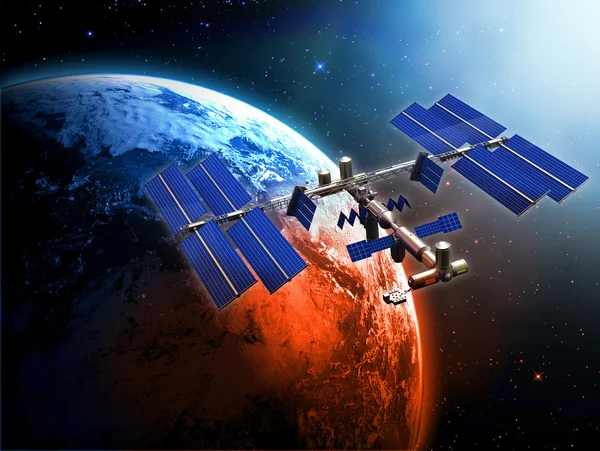 Estação espacial por satélite — Fotografia de Stock