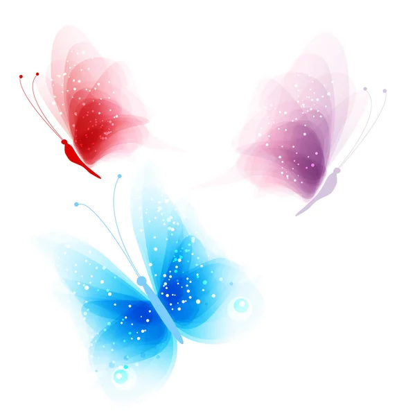 Mariposas de colores sobre un fondo blanco — Vector de stock