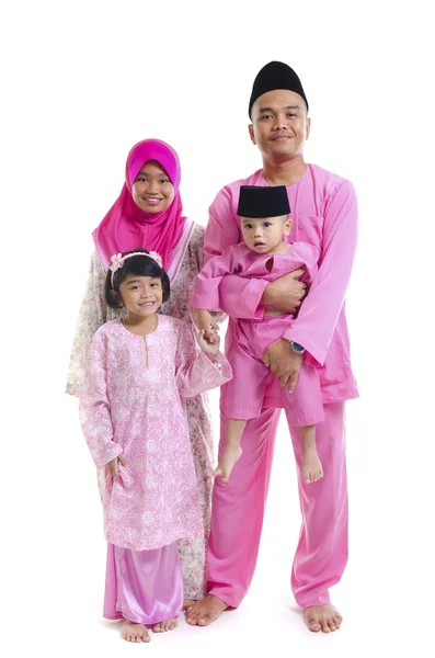 在哈芝开斋节期间马来家庭 — 图库照片