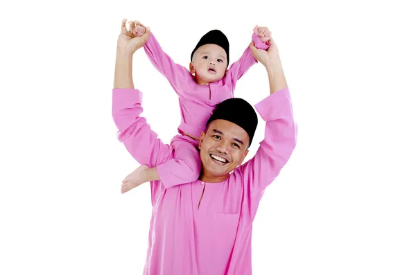 Malay father and son — Stock Photo, Image