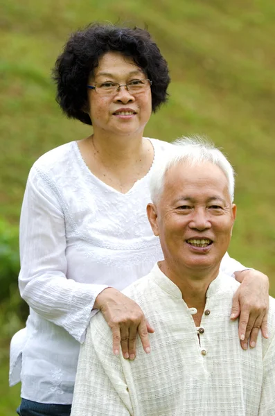 Asian Senior Couple at outdoor park — Stock Photo, Image