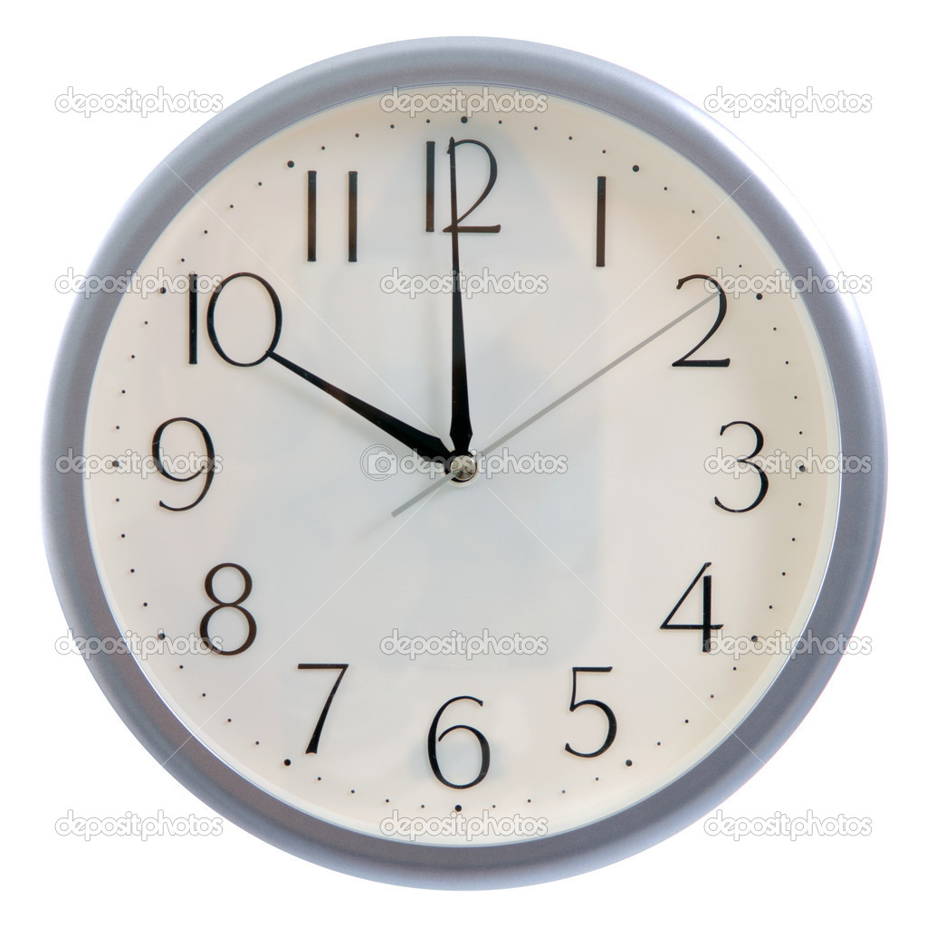 Isolated white clock at 10pm