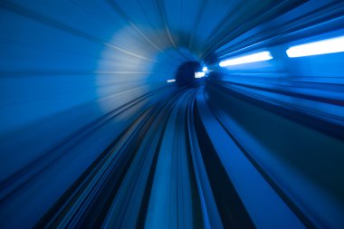 Blur motion of tunnel in blue tone clipart