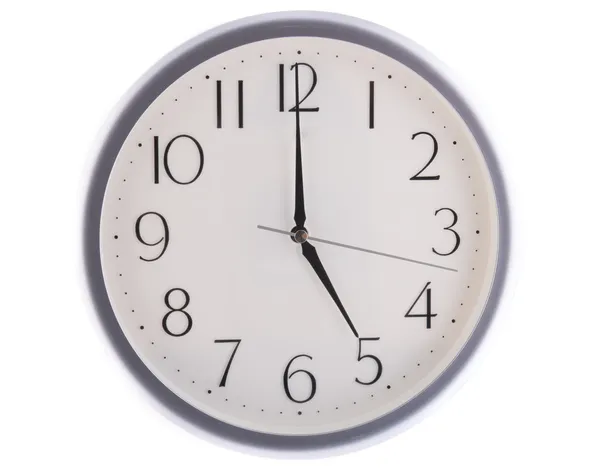 Isolated white clock at five — Stock Photo, Image