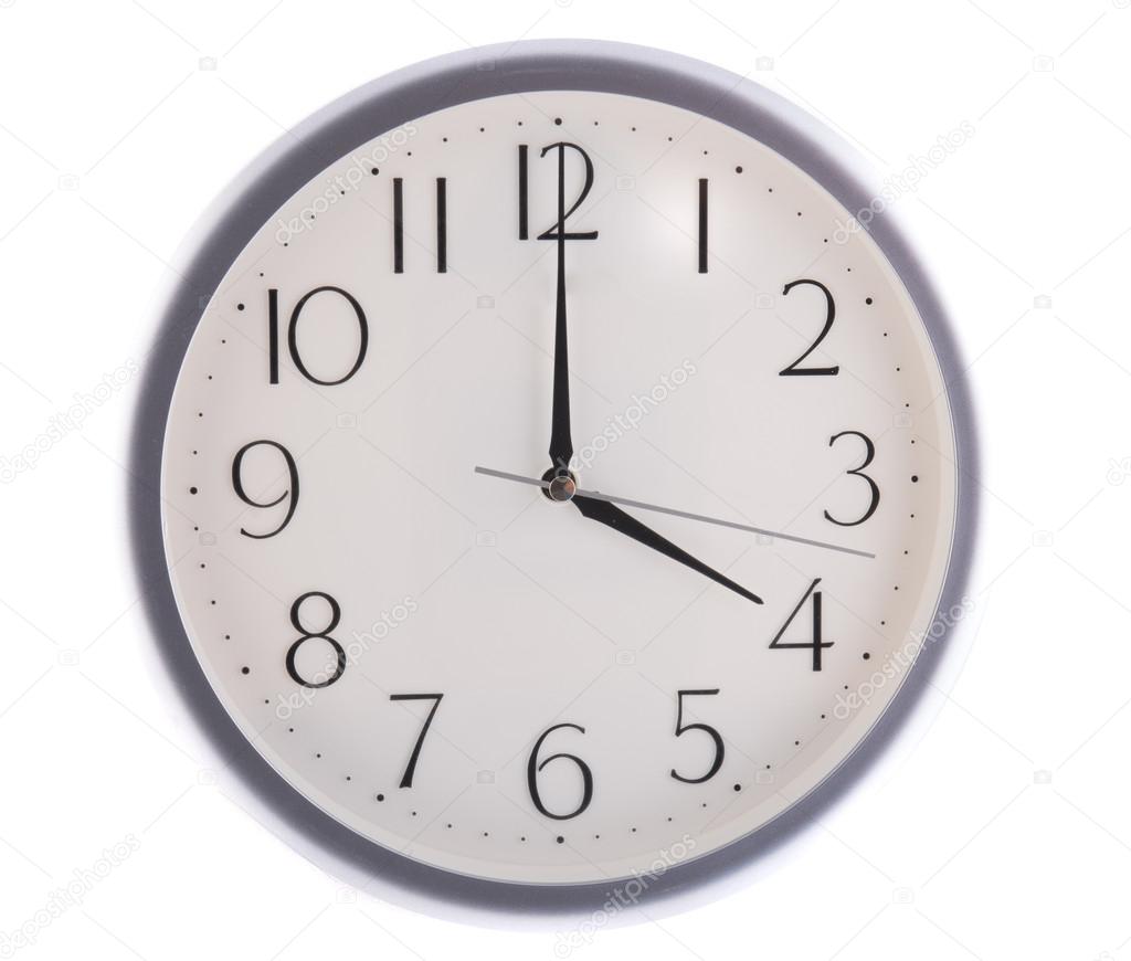 Isolated white clock at 4