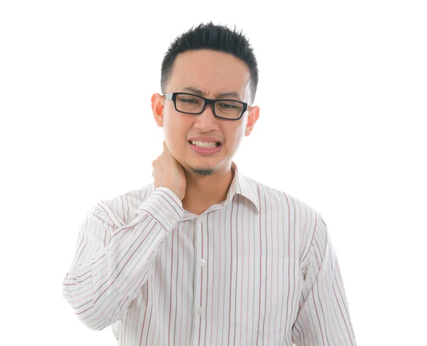 Asijské mužské krku bolest — Stock fotografie