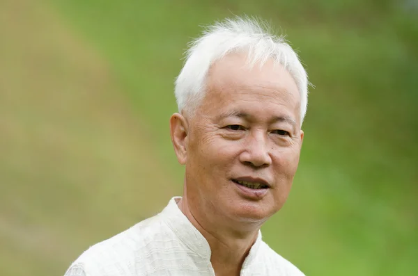 Senior Aziatische man buiten portret — Stockfoto