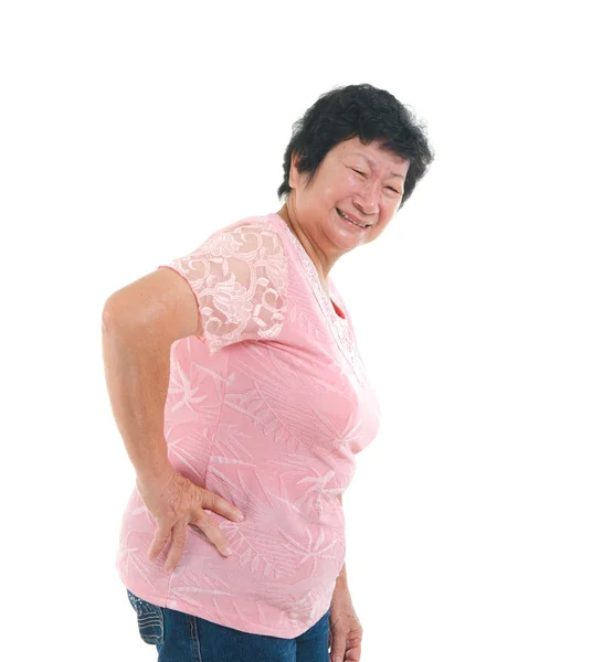 Asian senior lady backpain — Stock Photo, Image