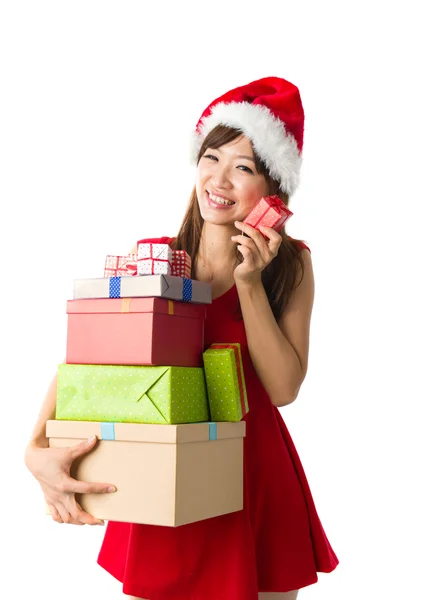 Chinesisches Mädchen feiert Weihnachten — Stockfoto