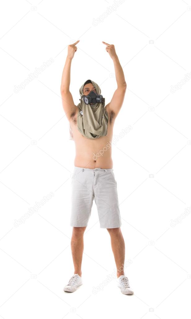 protestor isolated in white