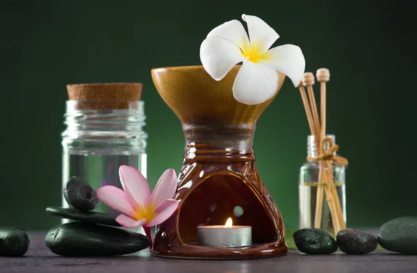 Tropical frangipani aroma therapy spa health treatment with and — Stock Photo, Image