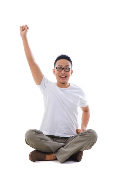 Chinese male celebrating in success — Stock Photo, Image