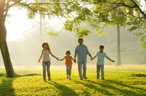 Familjen utomhus njuter qualitye tid tillsammans, asiatiska sil — Stockfoto