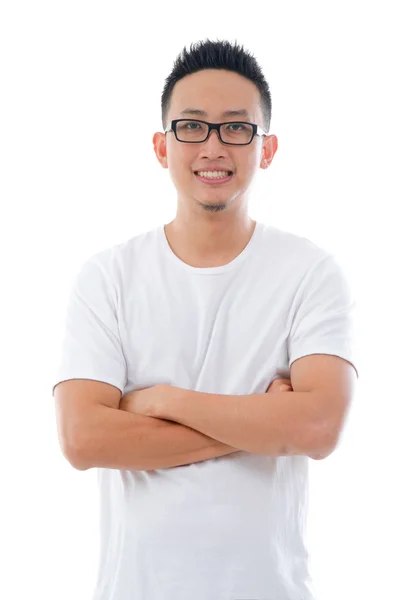 Casual confident looking asian male with isolated white backgrou — Stock Photo, Image