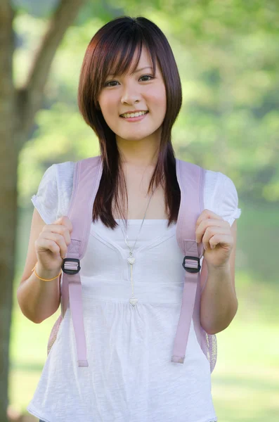 A portrait of a asian chinese race college student at campus — Stock Photo, Image