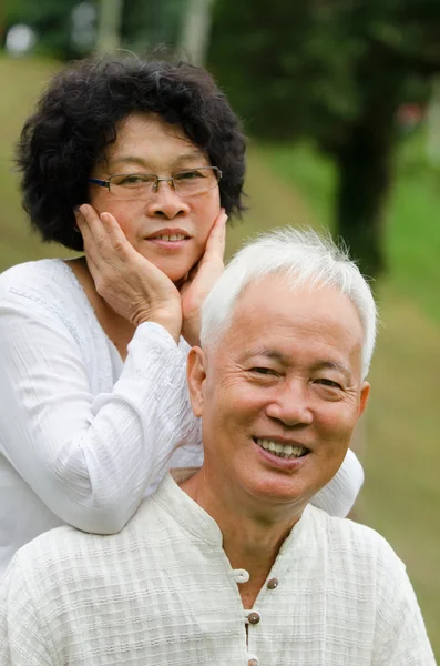 Chinese Asian senior couple at outdoor — Stock Photo, Image