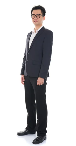 Chinese male full length with coat on isolated white background — Stock Photo, Image