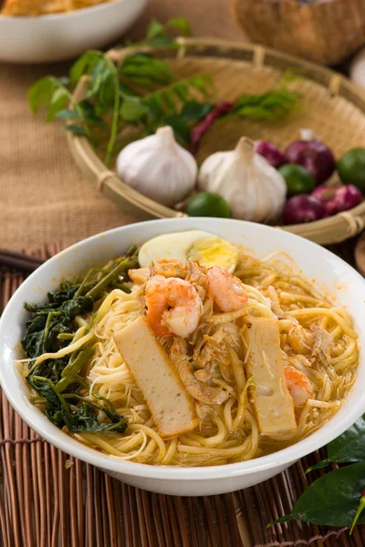 Γαρίδα noodles επίσης γνωστή ως har μου, διάσημο φαγητό στη Μαλαισία — Φωτογραφία Αρχείου