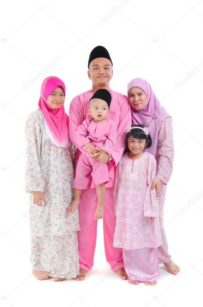 malay indonesian family during hari raya occasion isolated with